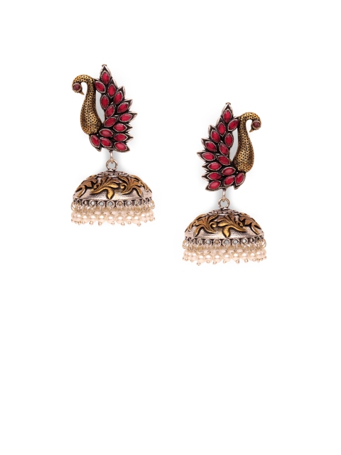 Fabstreet Women Gold-Toned & Silver-Toned Brass-Plated Handcrafted Peacock Shaped Jhumkas
Fabstreet Women Gold-Toned & Silver-Toned Brass-Plated Handcrafted Peacock Shaped Jhumkas