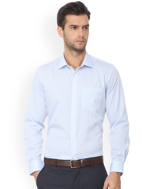 Van Heusen Men Blue Regular Fit Self Design Formal Shirt