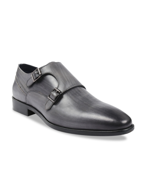 One8 Men Grey Formal Leather Monks
