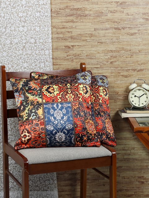 Reinvention Factory Black Set of 2 Abstract Square Cushion Covers