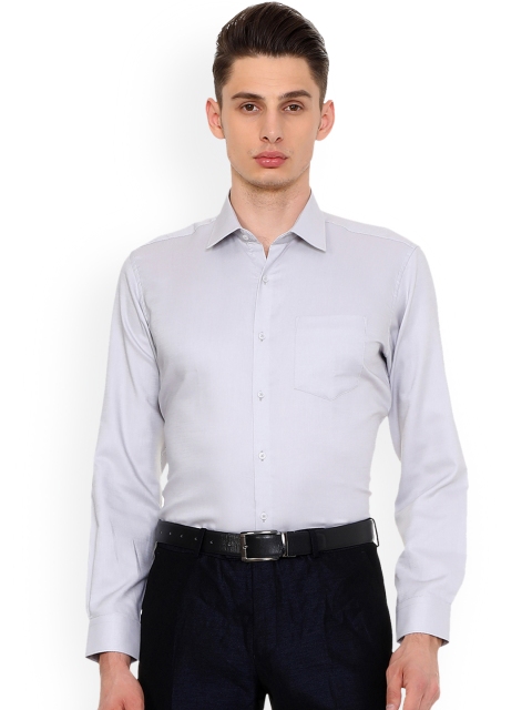 Van Heusen Men Grey Regular Fit Self Design Formal Shirt