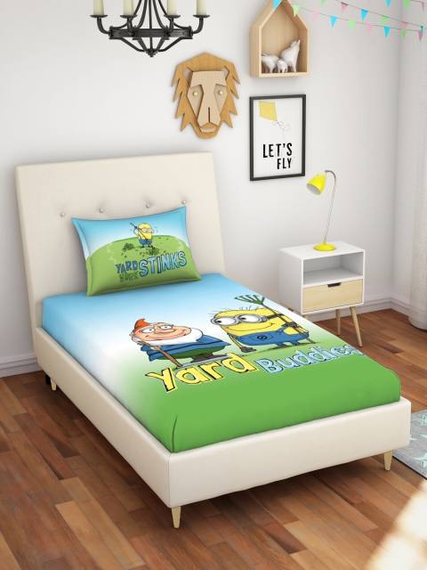 SPACES Green & Blue Minions Printed 180 TC Cotton 1 Single Bedsheet with 1 Pillow Covers
SPACES Green & Blue Minions Printed 180 TC Cotton 1 Single Bedsheet with 1 Pillow Covers