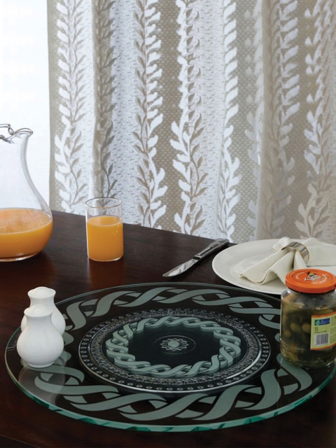 JVS Transparent Printed Glass Set & Tray Set