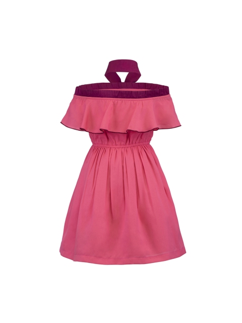 Stylo Bug Girls Pink Solid Blouson Dress