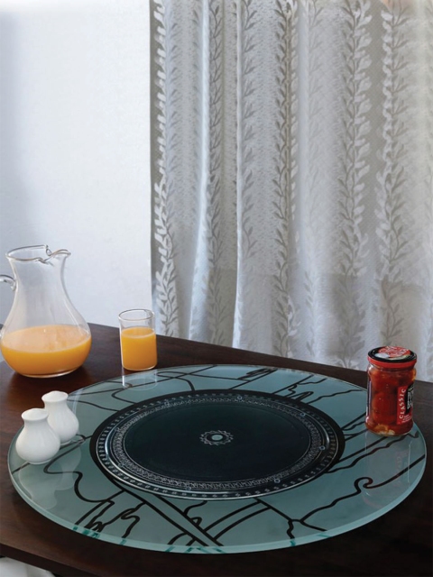 JVS Transparent Printed Glass Set & Tray Set