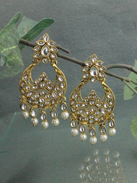 Sia Art Jewellery Gold-Plated Crescent Shaped Chandbalis