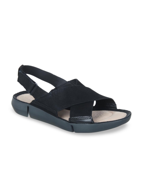 Clarks Women Black Solid Leather Flats