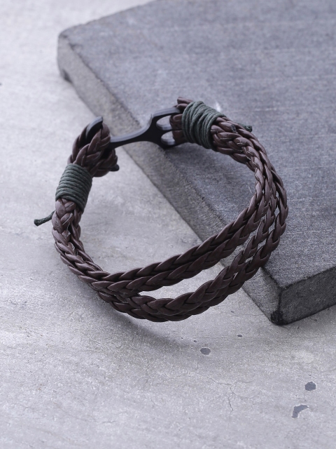 Dare by Voylla Brown Leather Bangle-Style Bracelet