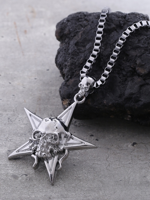 Dare by Voylla Men Silver-Plated Pendant with Chain