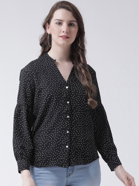 The Vanca Women Black Regular Fit Printed Casual Shirt