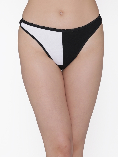 Clovia Women White & Black Colourblocked Thongs PN3210P13XL