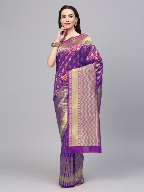 Chhabra 555 Purple & Gold-Toned Art Silk Woven Design Banarasi Saree