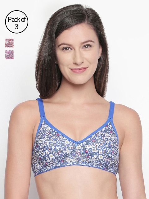 Bodycare Pack of 3 Multi-coloured Printed Non-Wired Non Padded Everyday Bra