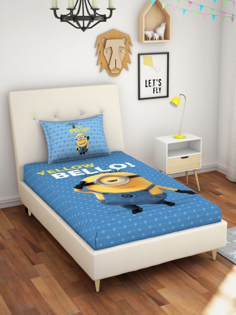 SPACES Blue & Yellow Minions Printed 180 TC Cotton 1 Single Bedsheet with 1 Pillow Covers
SPACES Blue & Yellow Minions Printed 180 TC Cotton 1 Single Bedsheet with 1 Pillow Covers