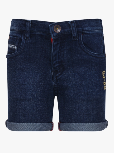 Gini and Jony Boys Navy Washed Regular Fit Denim Shorts, Navy blue