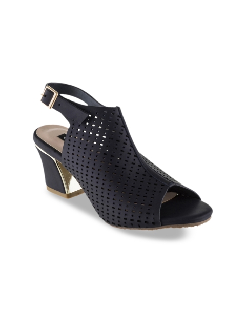 Sherrif Shoes Women Navy Blue Solid Peep Toes