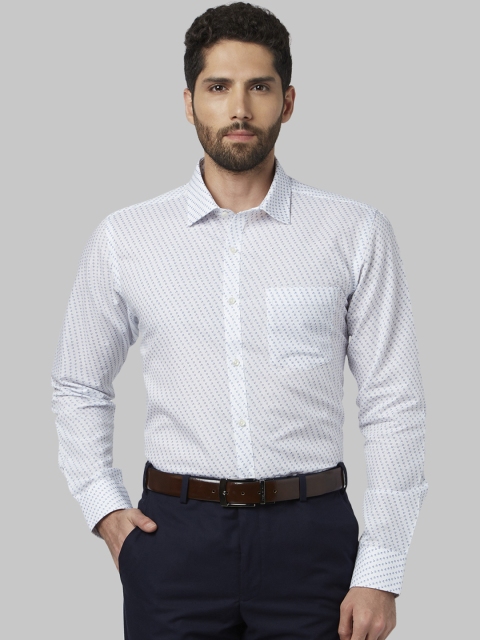 Park Avenue Men White Slim Fit Printed Formal Shirt
