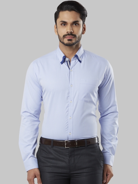 Next Look Men Blue Slim Fit Self Design Formal Shirt