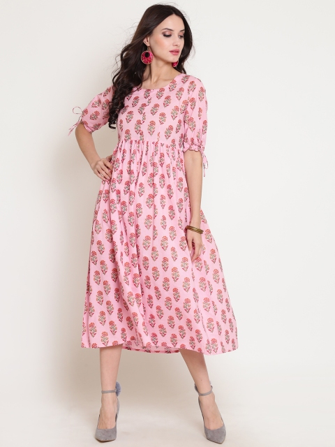 Sera Women Pink Printed A-Line Dress