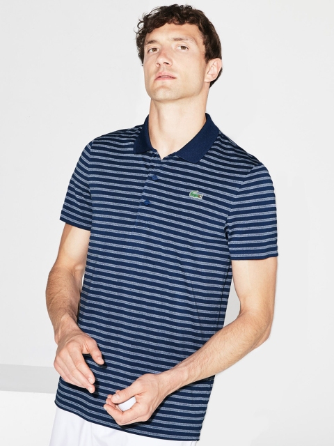 Lacoste Men Blue Striped Polo Collar T-shirt