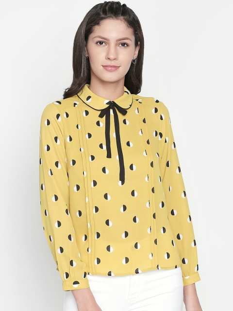 Annabelle by Pantaloons Women Yellow Printed Shirt Style Top