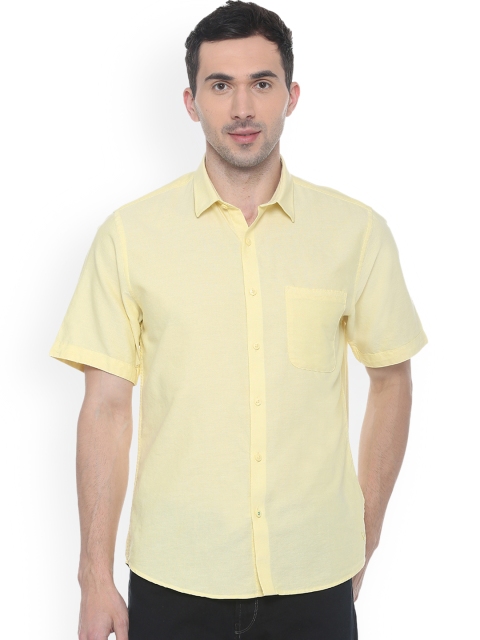 Allen Solly Men Yellow Slim Fit Solid Casual Shirt