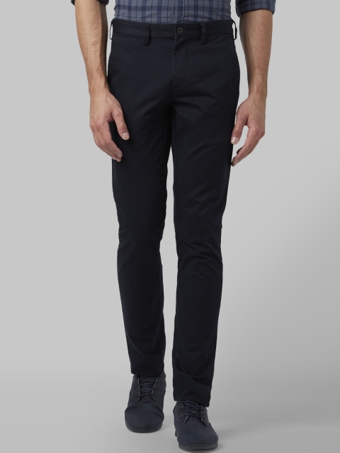 Park Avenue Men Black & Navy Blue Regular Fit Solid Regular Trousers