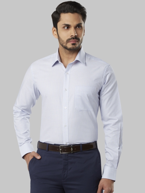 Raymond Men Blue & White Regular Fit Printed Formal Shirt