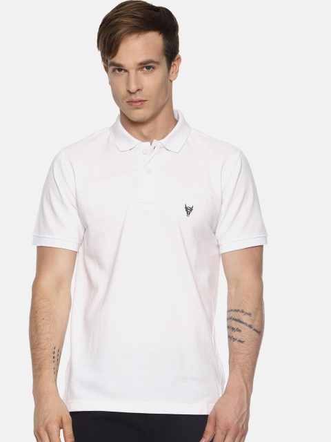 BLACK BUCK Men White Solid Polo Collar T-shirt