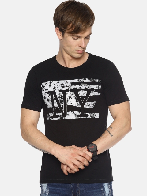 IMPACKT Men Black Printed Round Neck Slim Fit T-shirt