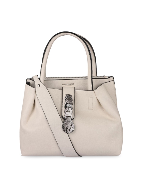 Kenneth Cole Cream-Coloured Solid Handheld Bag