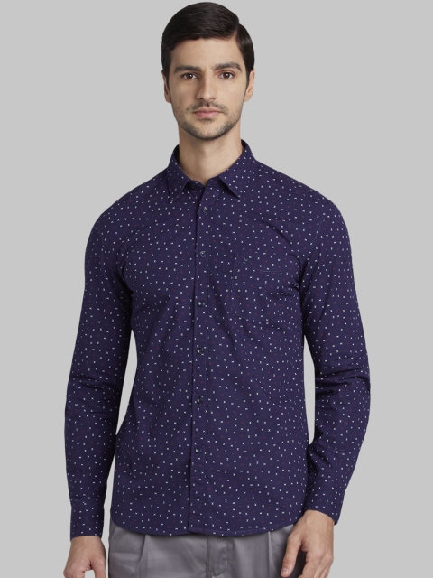 Parx Men Blue & Red Slim Fit Printed Casual Shirt