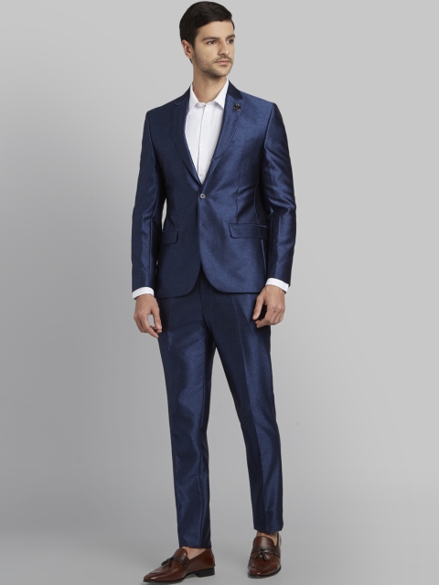 Parx Men Blue Solid Regular-Fit Single-Breasted Formal Suit