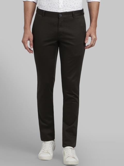 Parx Men Olive Green Tapered Fit Solid Regular Trousers