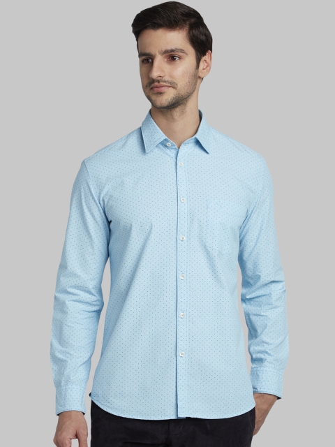 Parx Men Blue Slim Fit Printed Casual Shirt