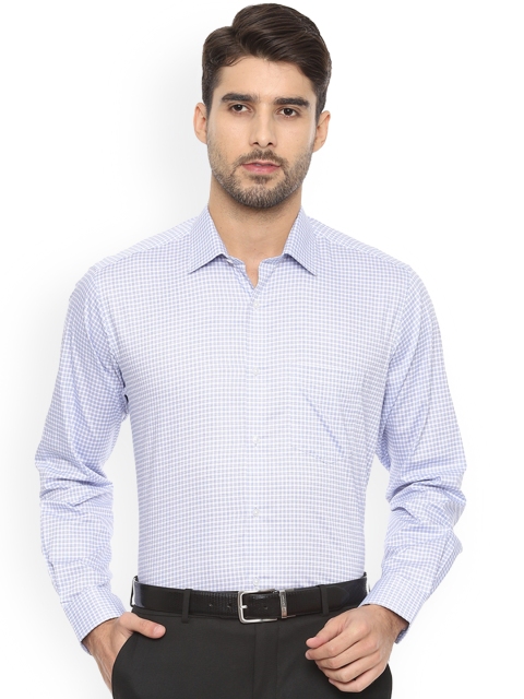 Van Heusen Men Blue Regular Fit Checked Formal Shirt