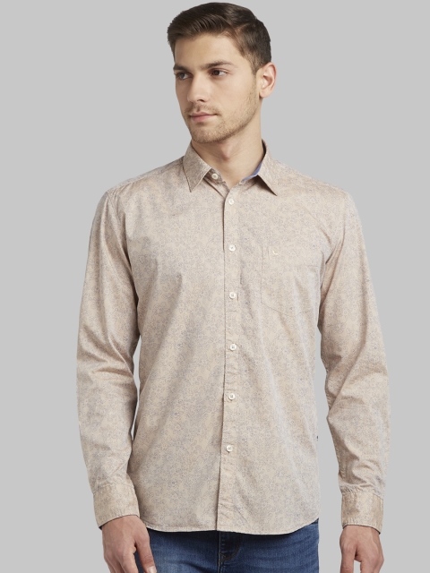 Parx Men Beige Slim Fit Printed Casual Shirt