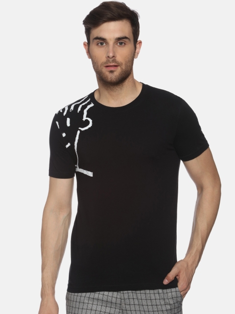 FIDO DIDO Men Black Printed Round Neck T-shirt