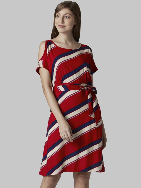 Park Avenue Women Red & Black A-Line Dress