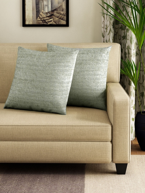 NEUDIS Grey Set of 2 Striped Square Cushion Covers