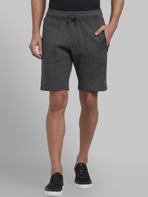 Parx Men Charcoal Solid Regular Fit Sports Shorts
