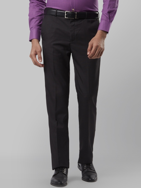 Raymond Men Black Regular Fit Solid Formal Trousers