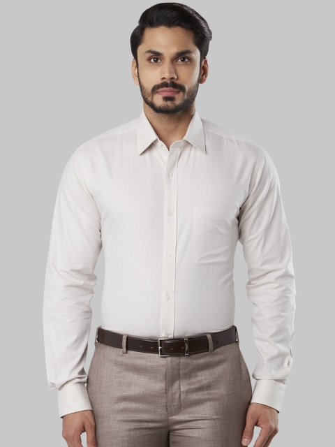 Raymond Men Cream-Coloured Slim Fit Solid Formal Shirt