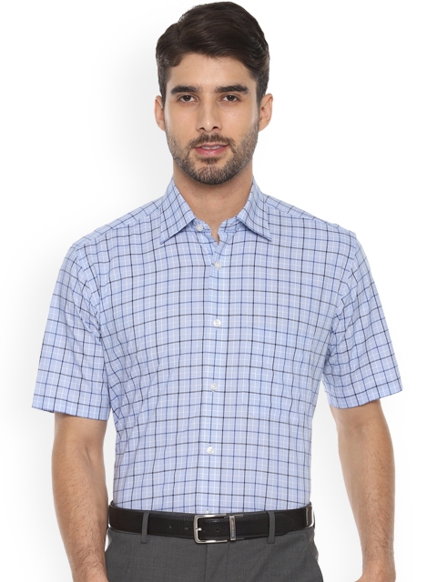 Louis Philippe Men Blue Regular Fit Checked Formal Shirt