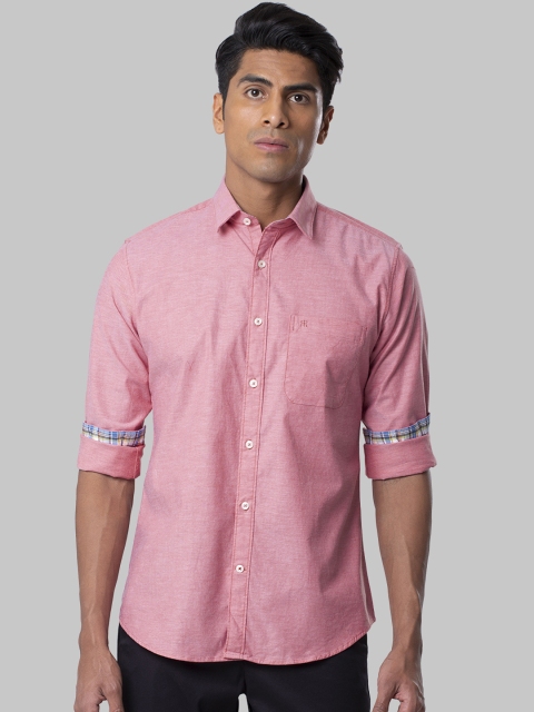 Raymond Men Pink Slim Fit Solid Casual Shirt