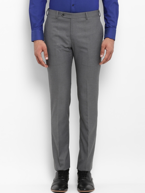 Raymond Men Grey Slim Fit Self Design Formal Trousers