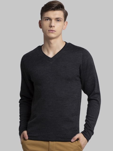 Parx Men Grey Solid Sweater