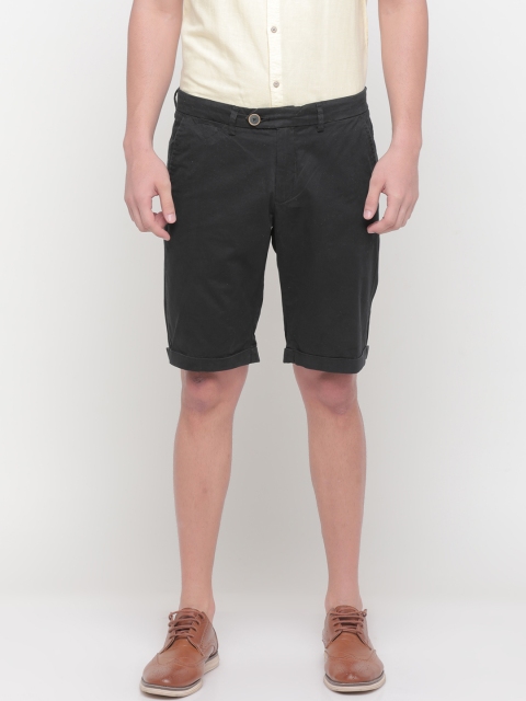 SHOWOFF Men Black Solid Slim Fit Regular Shorts