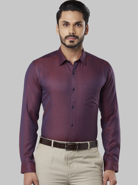 Next Look Men Navy Blue & Brown Slim Fit Self Design Casual Shirt
