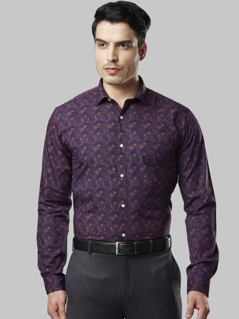 Next Look Men Purple Slim Fit Printed Formal Shirt